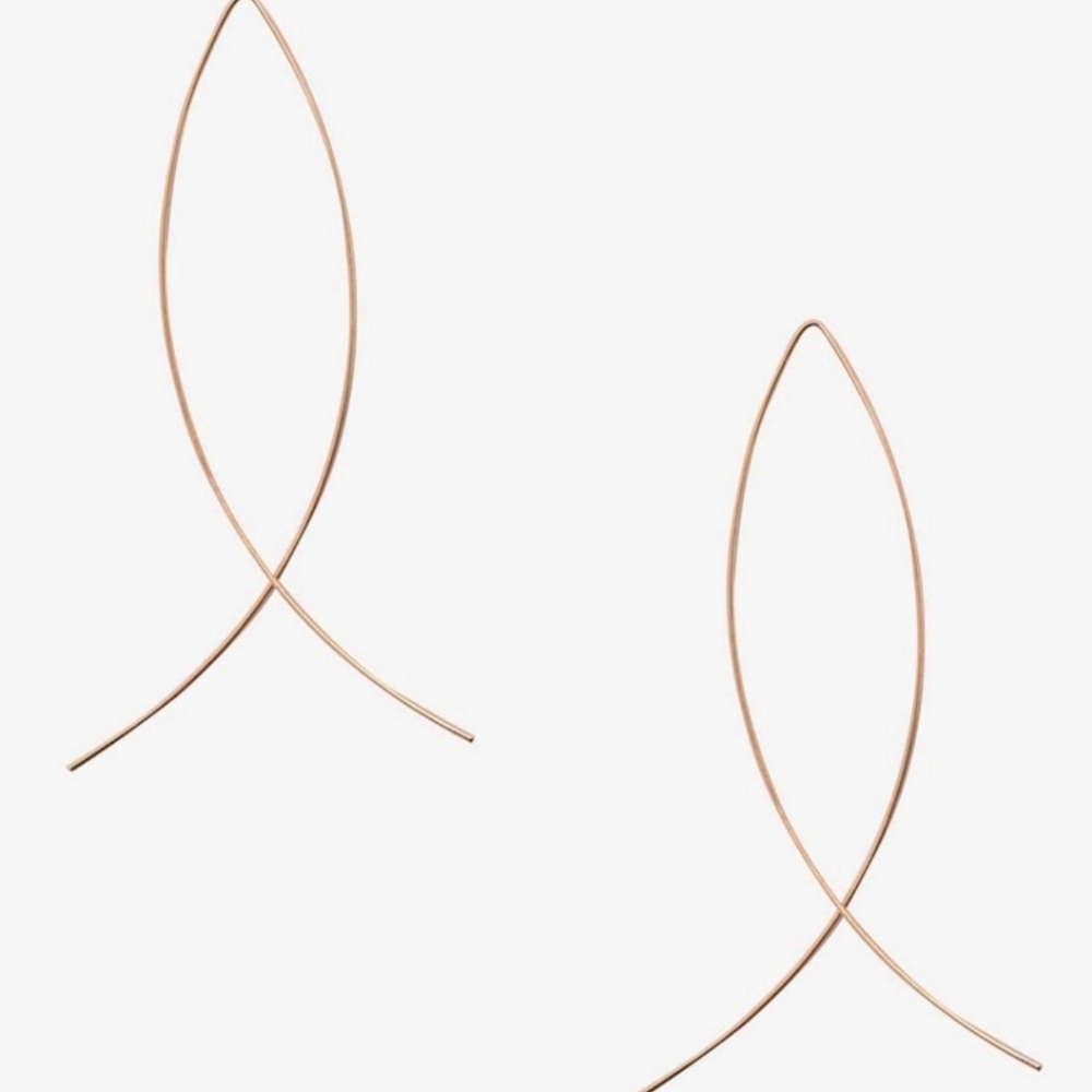 💖 2/$30 Minimalist dainty gold plated simple casual fish hoop earrings - Picture 5 of 12